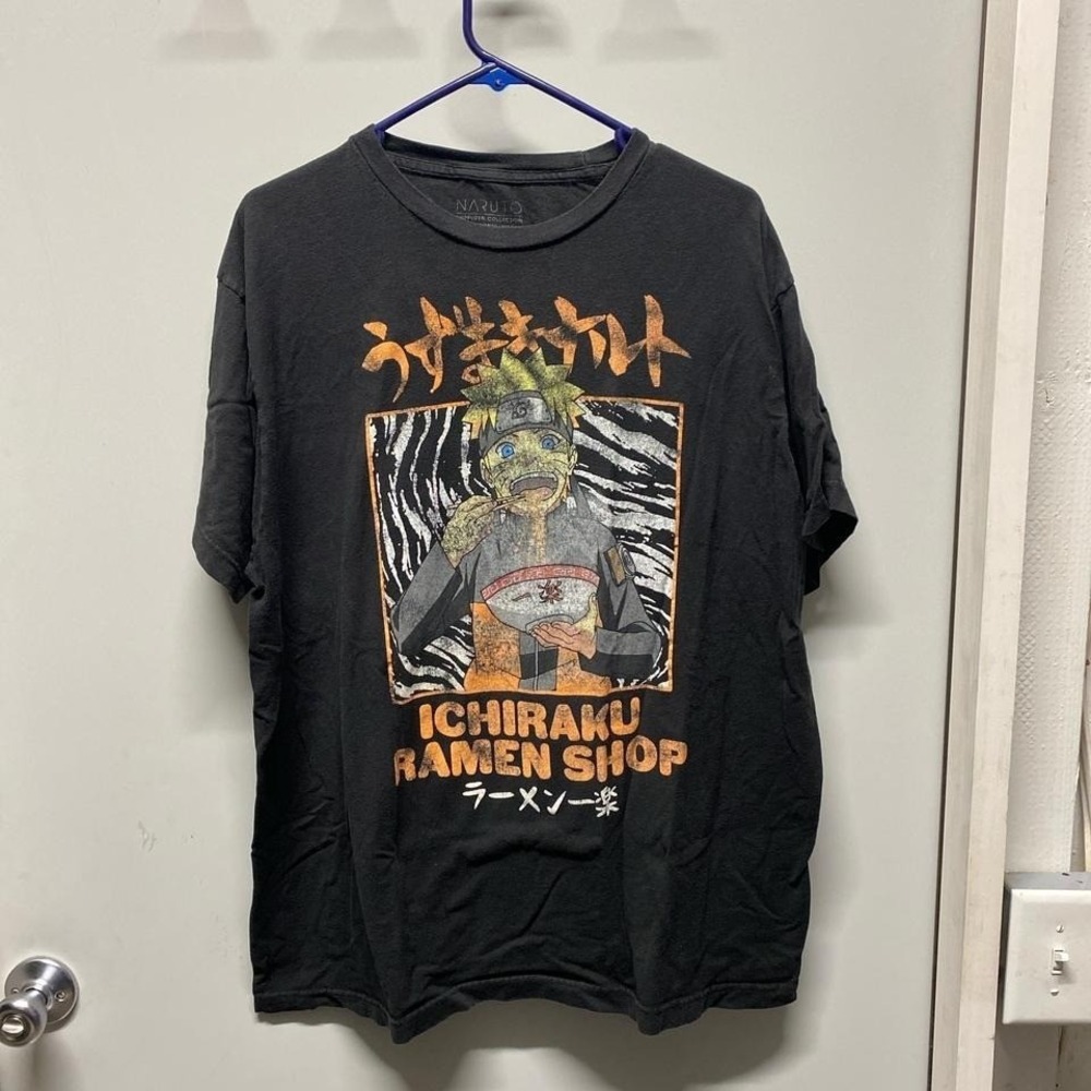 Black Naruto Ichiraku Ramen Shop Cotton T-Shirt XLarge